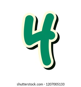 green number four on white background