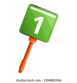 Green number plate icon. Cartoon of green number plate vector icon for web design isolated on white background