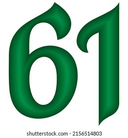 Ilustración de un vector número verde 60. El Número 61 Se Aisló Sobre Un Fondo Blanco. Número de letra islámico o árabe
