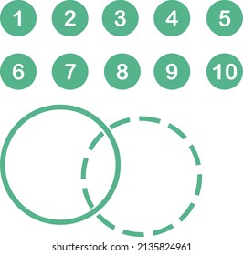 green number and two ring circle