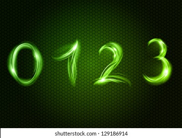 Green number ZERO, ONE, TWO, THREE.