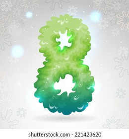 Green numbers, Christmas Eight, vector.