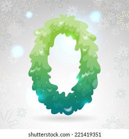 Green numbers, Christmas Zero, vector.