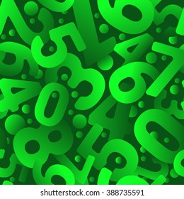 Green numbers seamless vector pattern
