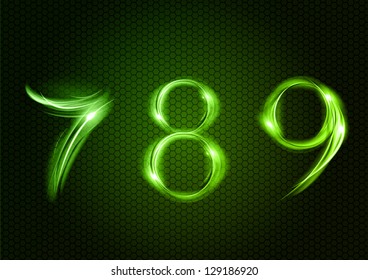 Green numbers SEVEN, EIGHT, NINE.