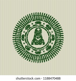 Green nurse icon inside distressed rubber stamp