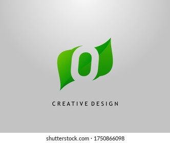 Green O Letter Logo. Modern Abstract of Initial O With Simple Leave Shape. Eco Nature Concept Design.