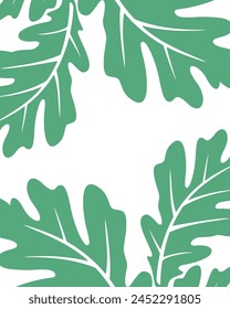 Diseño de fondo de hoja de roble verde ilustración Vector impresión arte papel pared arte editable