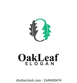 green oak leaf letter o logo icon design vector