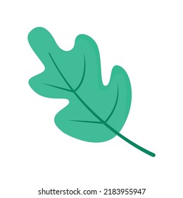 Green oak leaf semi flat color vector object. Forest flora. Wood and wild nature. Full sized item on white. Foliage simple cartoon style illustration for web graphic design and animation