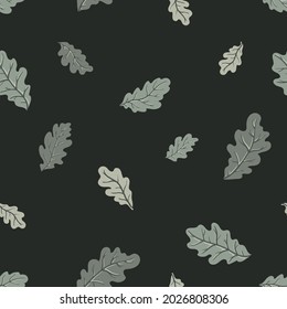 Hojas de roble verde vectorial sin costura. Textura de una rama de árbol caducifolios para telas, papel de envoltura, fondos y otros diseños.