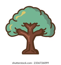 Ilustración del icono del árbol de roble verde