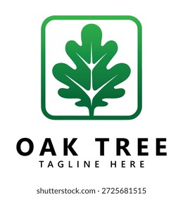 Grüne Eiche Baum Blatt Logo mit quadratischem Rahmen und Tagline Raum