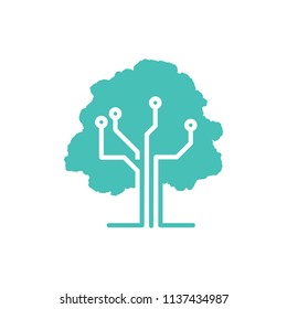 Green Oak Tree Network Technology Computer Internet Symbol