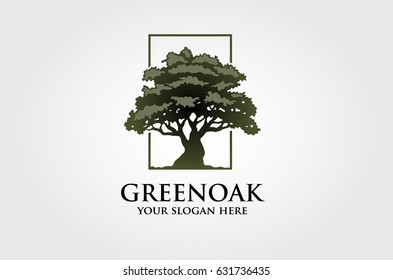 Green Oak Vector Logo template. Clean, luxury and modern style on white background.