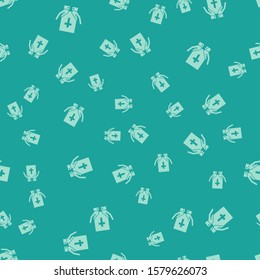 Green Oath on the Holy Bible icon isolated seamless pattern on green background. The procedure in court. Truth and truth. Promise before god.  Vector Illustration