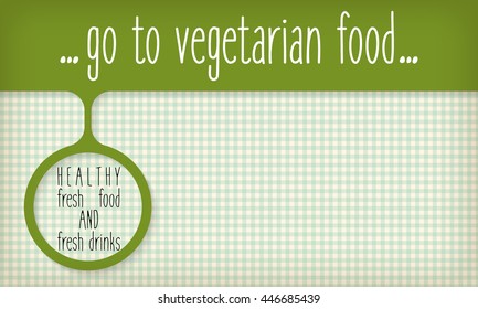 Green object with carrot and the words healthy fresh food and drink
