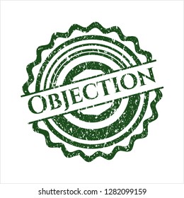 Green Objection Distressed Grunge Style Stamp