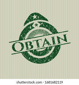 Green Obtain distress rubber stamp