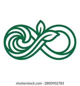 Green Ocean Wave Infinity Symbol Line Art Eco Nature Icon