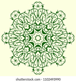 green, octagonal, symmetrical, geometric pattern element. For design and creativity