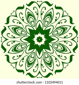 green, octagonal, symmetrical, geometric pattern element. For design and creativity
