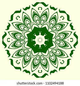 green, octagonal, symmetrical, geometric pattern element. For design and creativity

