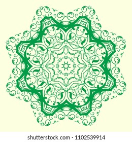 green, octagonal, symmetrical, geometric pattern element. For design and creativity
