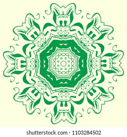 green, octagonal, symmetrical, geometric pattern element. For design and creativity
