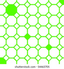 Green octagons and squares on the white background