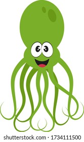 Green octopus, illustration, vector on white background