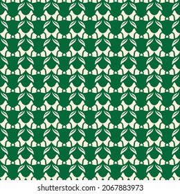Green and off white abstract figures seamless