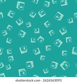 Green Office folders with papers and documents icon isolated seamless pattern on green background. Office binders. Archives folder sign.  Vector