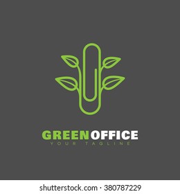Green office logo template design. Vector illustration.