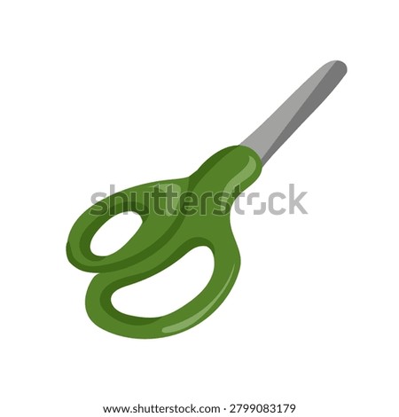 Green office scissors school stationery object cartoon web icon. Vector illustration