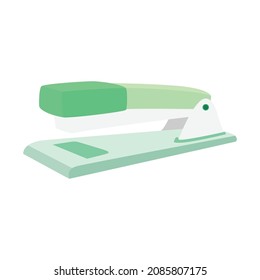 Green office stapler stationery for stapling paper vector illustration