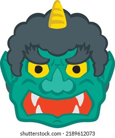 A Green Ogre Mask Of The Setsubun.