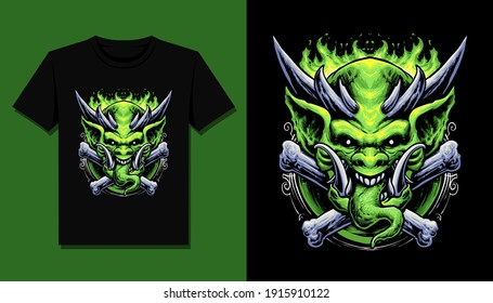 Green Ogre Monster T Shirt Design