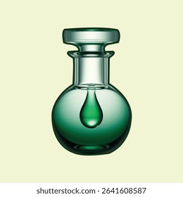 green Oil Drop Hanging in Glass Bottle.