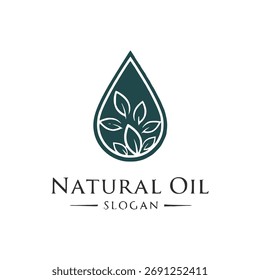 Green oil and leaf logo template vector