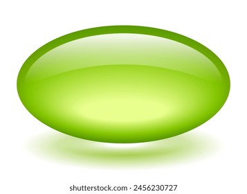 Green oil pill icon isolated on white background, 3d vector illustration of soft gel capsule. Menthol or eucalyptus droplet candy.