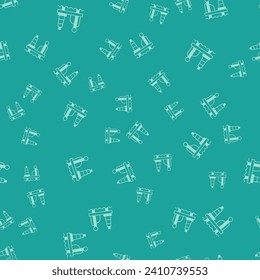 Green Oil platform in the sea icon isolated seamless pattern on green background. Drilling rig at sea. Oil platform, gas fuel, industry offshore.  Vector