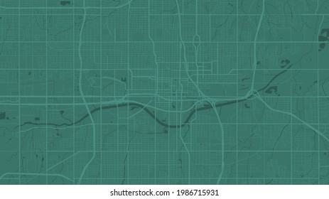 Green Oklahoma City area vector background map, streets and water cartography illustration. Widescreen proportion, digital flat design streetmap.