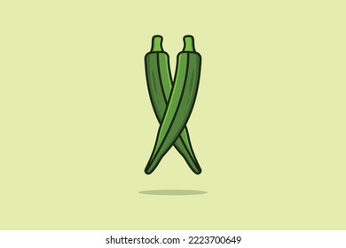 Green Okra vegetable vector illustration. Food nature icon concept. Healthy fresh vegetable food Okra icon design.