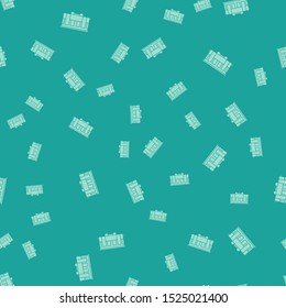 Green Old city tram icon isolated seamless pattern on green background. Public transportation symbol.  Vector Illustration