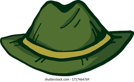 Green old hat, illustration, vector on white background