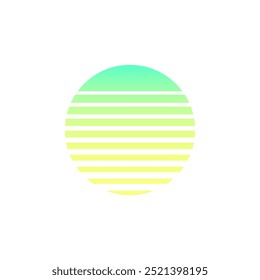 Green old retro vintage sun circle. Logo design sunrise sunset.