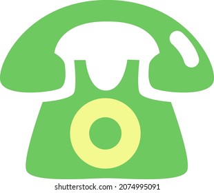 Green old telephone, illustration, vector, on a white background.
