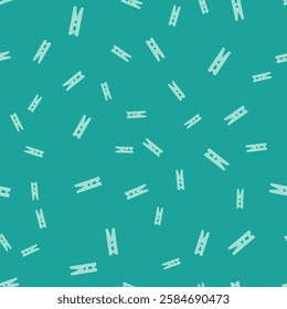 Green Old wood clothes pin icon isolated seamless pattern on green background. Clothes peg.  Vector