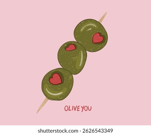 Green olive artwork for t shirt print, poster, sticker and other uses. Olive wall art.